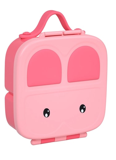 Portable Rabbit Pattern BPA-Free PP 3-Grids Kids Lunch Box Toddlers Fruit Food Container Girls Snack Bento Box Pink