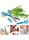 herb scissors, multi-functional five-blade kitchen scissors, scallion scissors, seaweed spice herb kitchen slicer, scallion scissors, chive scissors, for chopping cilantro, onions, salad dressing and garden herbs (includes scissor cap and brush)