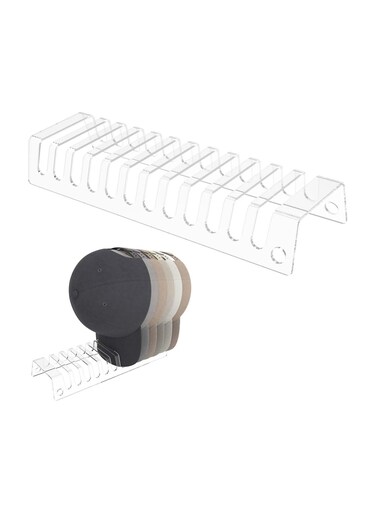 Acrylic Baseball Cap Organizer, Minimalist Hat Rack Can Display 12 Baseball Caps, No Install Required Upgrade Hat Storage System for Closet Bedroom Office (Clear)