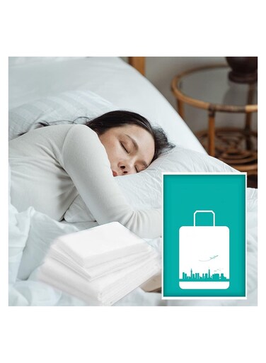PCS Disposable Travel Bed Sheets Set - Includes 1 Bed Sheet, 1 Quilt Cover &amp; 2 Pillowcases for Business Trips, Spa &amp; More - Portable Bedding Solution