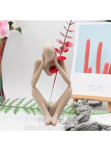 Thinker Statues and Sculptures, Sandstone Resin Thinker Statue Ornaments, Abstract Style Sculptures, Housewarming Gifts, Housewarming Decorations, Living Room Dining Desk Decorations (Middle, Large)