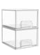 2 Pack Clear Stackable Storage Drawers 4.4 Inch Tall Acrylic Bathroom Makeup Organizer Plastic Storage Bins for Vanity Undersink Kitchen Cabinets Pantry Home Organization