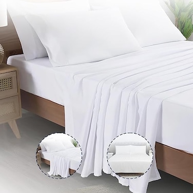 INFINI HOMES White Cotton Flat Bedsheet Single 160X220 CM - Premium Quality Soft and Breathable Fabric for Luxurious Comfort
