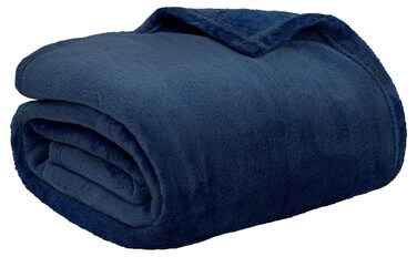 HOME&Acirc;&reg; 220 GSM Premium Plush Double Blanket for Bed, Sofa, Couch, Travel and Camping AC Blanket   220x230 cm   Blue   SOLID POLO BLANKET