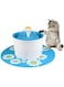 eWINNER 1.6L Flower Style Automatic Electric Pet Water Fountain Dog Cat Drinking Bowl with Corner Fit + Silicone Mat Mat (with Mat Blue)