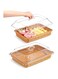 Imitation Rattan Bread Basket Wicker Bread Basket for Serving with Acrylic Lid Woven Fruit Basket with Cover Food Vegetable Display Tabletop Restaurant Kitchen Rectangle, 1 Pack (13.78x9.84'')