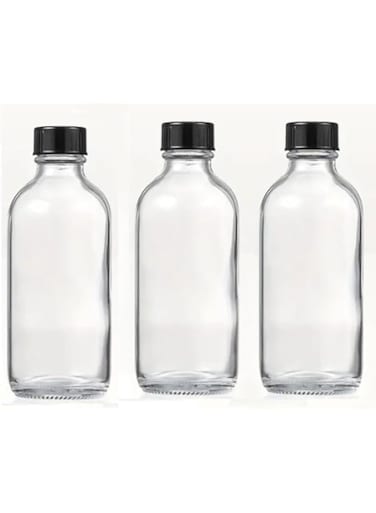 500ml Glass Bottles For Kitchen, Milk Bottle with Black Plastic Lids, Transparent Small Round Containers for Water, Juice, Oil, Spice Storage, DIY Beauty Projects, Condiments (Pack of 3)