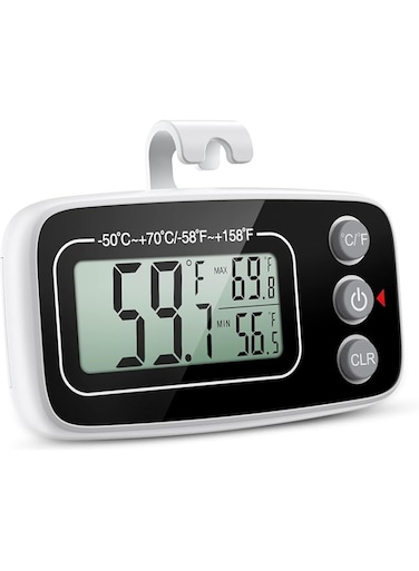 Fridge Thermometer, Digital Refrigerator Freezer Thermometer with Clear LCD Display, Max/Min Function, 3 Mounting Options for Kitchen, Home, Restaurants