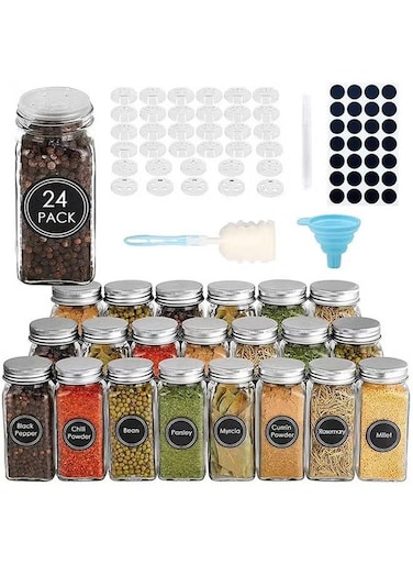 HOME GOODS 24-Piece Glass Seasoning Jar Set, Spice Jar, Seasoning Storage Bottle In Cabinet Drawer 10.5x4.3cm