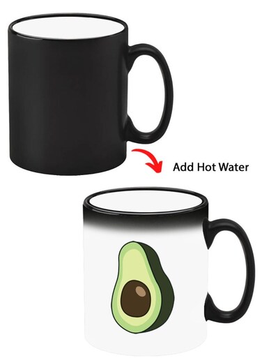 Color Changing Heat Sensitive Ceramic Mug, Image Revealed When HOT Liquid is Added! Avacado