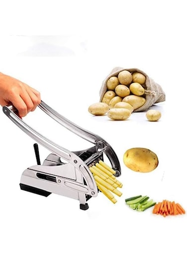 Chippers, Homeself Stainless Steel French Fries Cutter, Homemade Potatoes Slicer with 2 Thickness Adjustable Blades, for Carrots Apples Cucumbers Onions Veg Sticks Silver