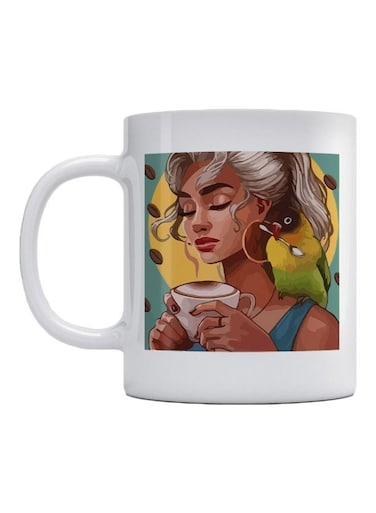 CoffeLover Printed Mug Yellow/Brown/Blue 350ml