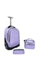 3-Piece Rolling School Set, 18-Inch Wheeled Backpack with Lunch Bag and Pencil Case, Pastel.PINK PENGUIN