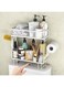 Nnewvante Maximise space with our Above Toilet Bathroom Organiser, Above Toilet 1 Tier Bathroom Organiser, Water and Dust Resistant, Toilet Space Saver with Hooks and Adhesive Base (2-White)