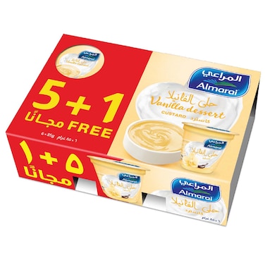 Almarai Vanilla Dessert Custard, 85g Pack of 6