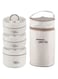 Pepisky Portable Insulated Lunch Box Set, Stackable Stainless Steel Bento Box with Thermal Bag, 3 Tier Bento Lunch Box Thermal Lunch Box for Adults, Kids, School Work Picnic Travel (Beige)