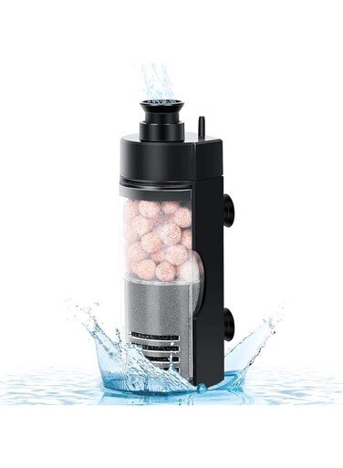 Joyzzz Aquarium Filter, Fish Tank Filter for Small Tank, Small Internal Aquarium Filter, Submersible Foam Filter with Filtered Ceramic Balls, Small Aquarium Filter for Breeding Fry Shrimp Tank