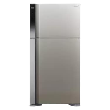 Hitachi 710L Top Mount Double Door Refrigerator   2 Doors No Frost Fridge Freezer, Brilliant silver