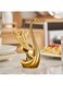 Small coffee spoon holder set, 1 swan base+10 small spoons, espresso spoon set, 6-inch mini leaf shaped dessert spoon, stainless steel tea spoon (gold)