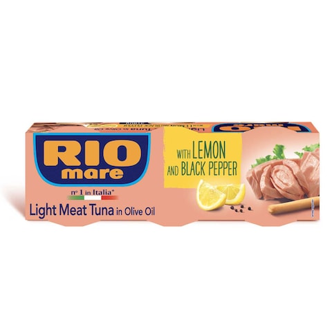 Rio Mare Light Meat Tuna in Olive Oil with Lemon and Black Pepper, 80g Pack of 3