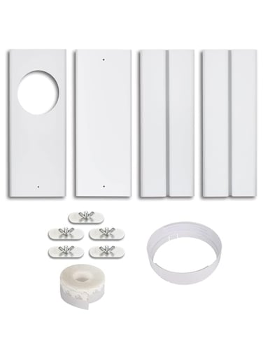 MAKINGTEC Hardware Portable Air Conditioner Window Kit with Coupler Adjustable Window Seal for AC Unit, Sliding AC Vent Kit for Exhaust Hose, Universal for Ducting with 5.9 Inches Diameter