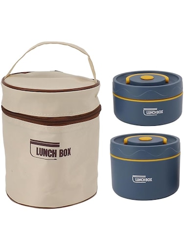 Goshyda Lunch Box with Thermal Bag, Portable Leakproof Lunch Containers, 304 Stainless Steel Round Lunch Box for Adults Kids for Picnic Travel Office, Dishwasher Washable (2