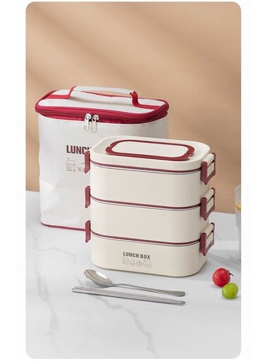Bento Box Lunch Box, Stackable 2 Layers 316 Stainless Steel Lunch Container for Adult Children's Office, Large Capacity Portable Lunch Box Container with Soup Bowl Spoon and Fork