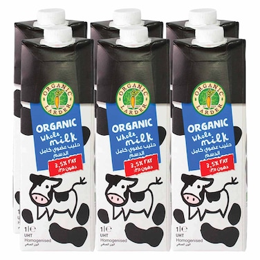 Organic Larder Full Fat UHT Whole Milk, 1L Pack of 6