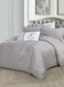 Duvet Set 4-Pcs Single Size Striped Microfiber Bed Set With 1 Duvet Cover Fits 100x200cm, 1 Fitted Sheet 1 Pillow Sham And 1 Pillowcase(Without Filler),Silver Grey