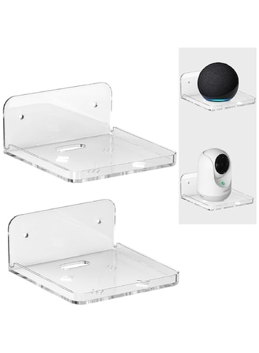 Khazna Wall Mount Floating Shelves, 2Pcs Acrylic Floating Shelves for Wall, Clear Acrylic Mini Shelf for Wall Storage for Living Room, Bathroom, Bedroom