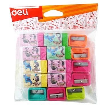 Deli Eraser, 8 PCS and Sharpener, 7 PCS