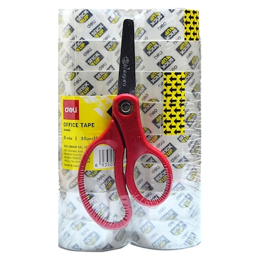 Deli Stationery Tape 2 PCS and Scissors