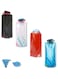 AMTAM 4-Pack Of 500ML/17.6oz Collapsible Water Bottles, 2 Funnels, Reusable Leak-Proof Water Bottle, Bpa Free, With Carabiner For Fitness, Camping, Backpacking and Travel (Black, White, Red, Blue )