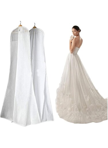 JDLYEVER Wedding Dress Dust Cover Increase Tail Tail Fishtail Non-Woven Wedding Dress Dust Cover Non-Woven Dress Coat Dust Bag, Prevents Discoloration &amp; Damage Smooth Zipper Perfect for Travel