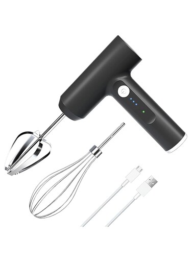 Cordless Electric Whisk, Hand Mixer Portable Handheld, Electric Mixer with 3-speed Self-Control, 304 Stainless Steel Beaters &amp; Balloon Whisk, for Whipping, Mixing,Pudding, Cookies, Cakes, Batters