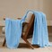 100% Cotton Waffle Weave Throw Blanket (127 cm x 152 cm), Soft Lightweight Breathable Cozy Summer Throws for Couch Bed Sofa, Luxury Aesthetic Woven Blanket for Home Decor &amp; Office, Sky Blue
