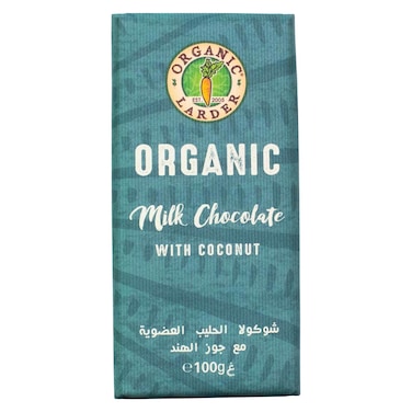 أورغانيك لاردر شوكولاته الحليب مع جوز الهند، 100 غرام