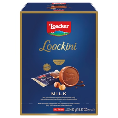 Loacker Loackini Fine Milk Chocolate Wafers, 10g Pack of 45