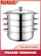 Steam Pot,4 Tier Steamer With Lid Stepped Steamer And Twin Handles,Stainless Steel Stockpot,Multifunction Large Soup Pot Cooking Pot For Living Kitchen Food Cooking,28X40CM Rice Steamer