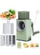 Rotary Cheese Grater Shredder with Wider Hopper 3 Interchangeable Blades Round Mandolin Drum Slicer Julienne Grinder for Cheese, Vegetables, Potatoes and Nuts, Cyan