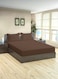 Linen King Striped Fitted Elastic Bedsheet with 2 Pillow Case 200 x 200 Cm Coffee Brown