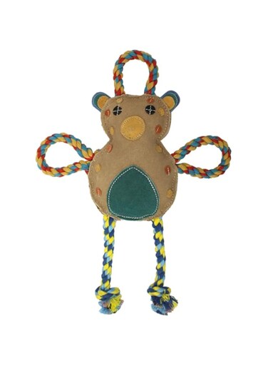 Natural Suede Leather &amp; Rope Chew Toy for Medium to Large Dogs   Durable Interactive Pet Toy for Teething, Fetch &amp; Tug-of-War