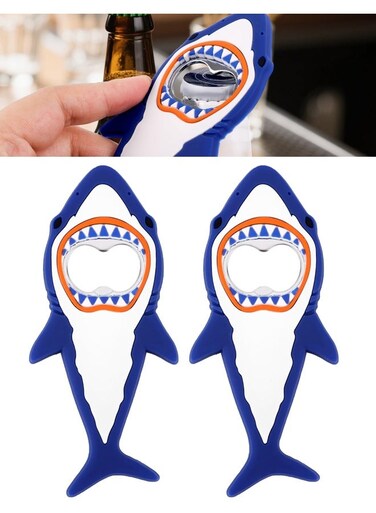 Magnetic Shark Bottle Opener for Refrigerator, Cute Shark Themed Fridge Opener Magnets &amp; Soda Can Opening Tools Drink