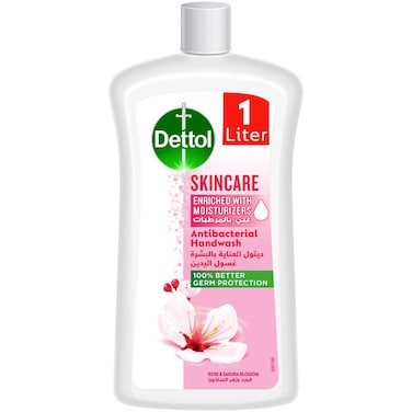 Dettol Skincare Liquid Handwash Refill, Rose &amp; Sakura Blossom Scent, 1L