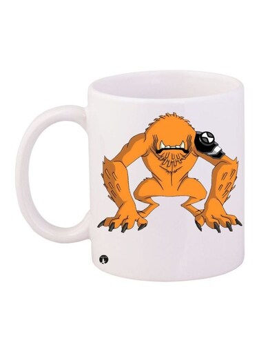 Omnitrix Alien Printed Coffee Mug White/Orange/Black 11ounce