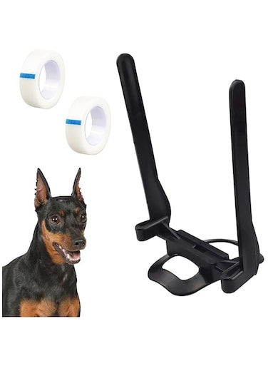 Khazna Dog Ear Care Tool, Pet Dog Ear Fixed Support Up Correction Vertical Stand for Doberman Pinscher Dog Samoyed in Black