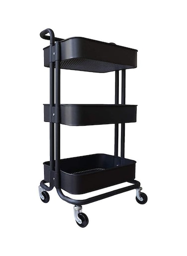Gifts 3 Tier Trolley Storage Cart With Wheels Black 43.5x33x87cm