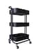 Gifts 3 Tier Trolley Storage Cart With Wheels Black 43.5x33x87cm