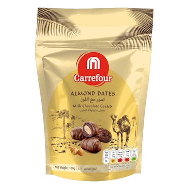 Carrefour Almond Milk Chocolate Coated Dates, 100g