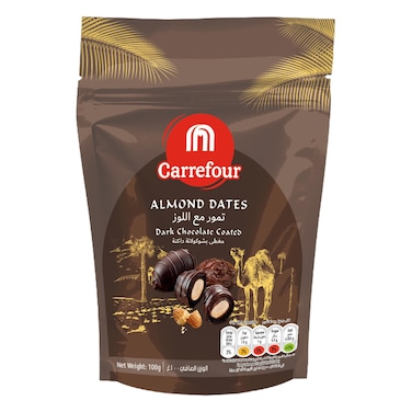 Carrefour Almond Dark Chocolate Coated Dates, 100g